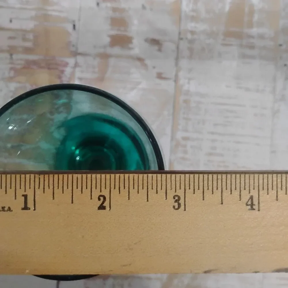Modern Retro Cristar Lexington Turquoise Blue Green Pedestal Water Glasses NOS